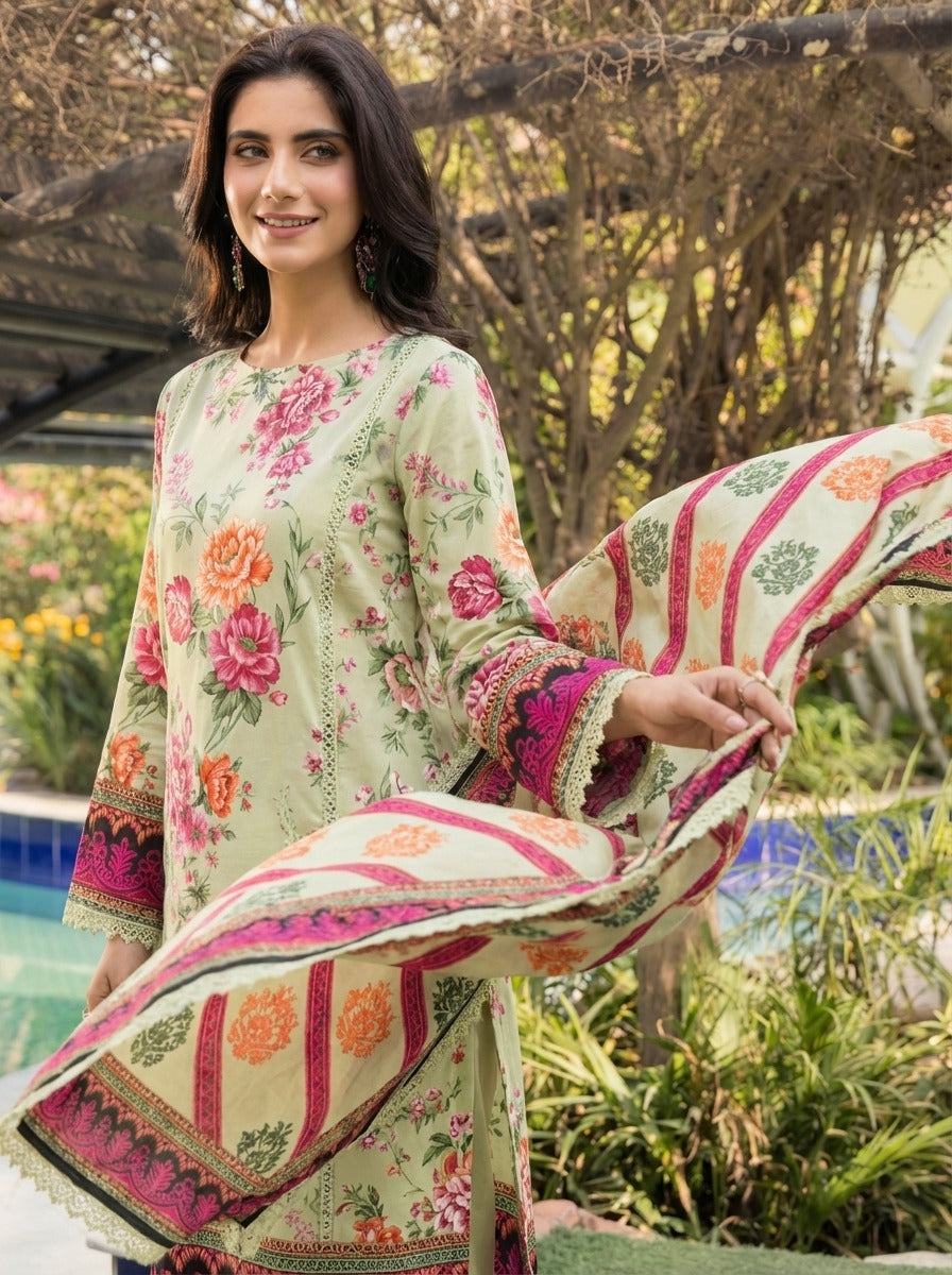 3PC UN-STITCHED LAWN RCL-54