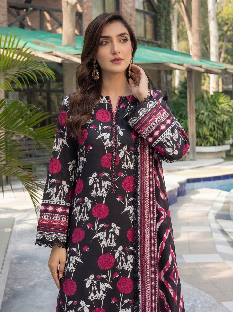 3PC UN-STITCHED LAWN RCL-51