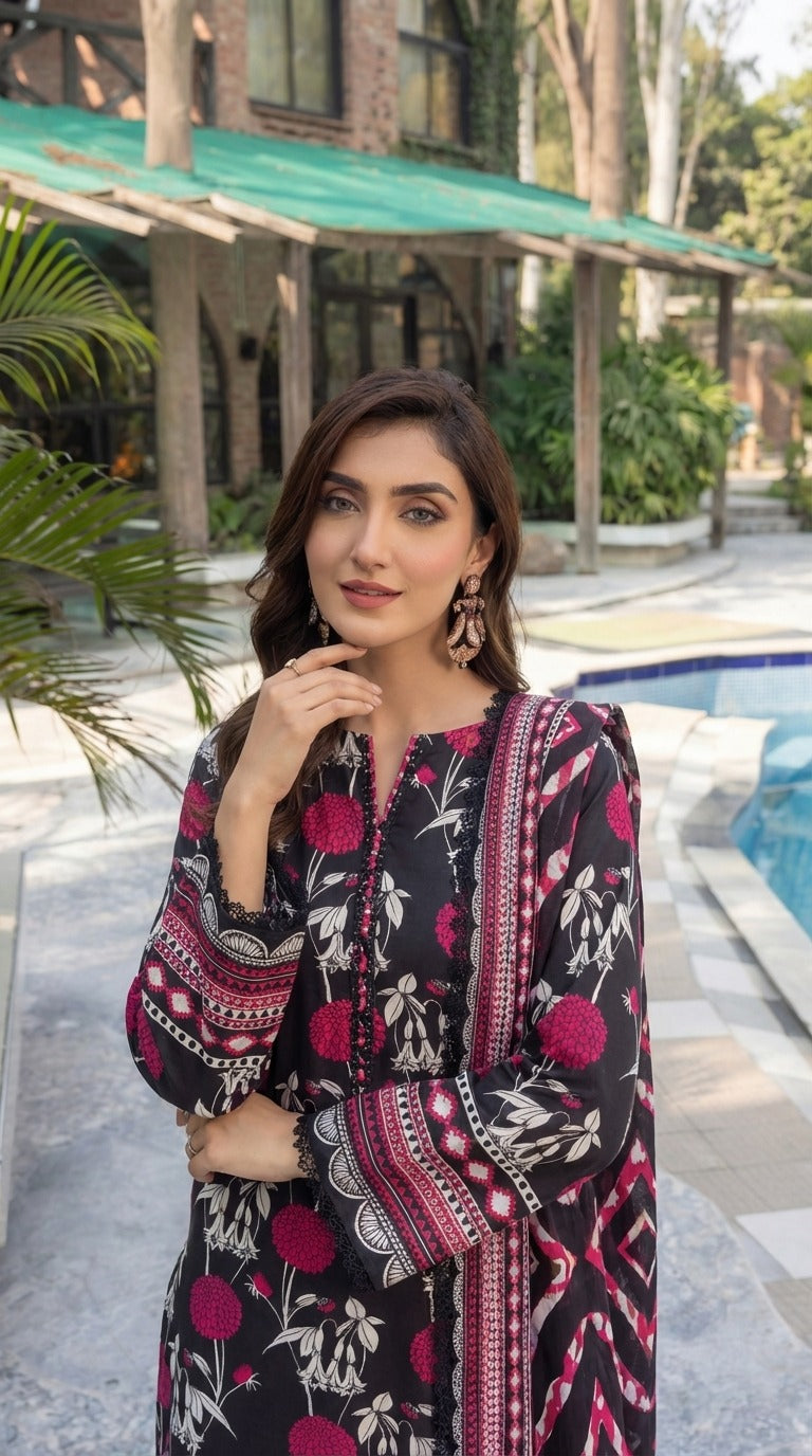 3PC UN-STITCHED LAWN RCL-51