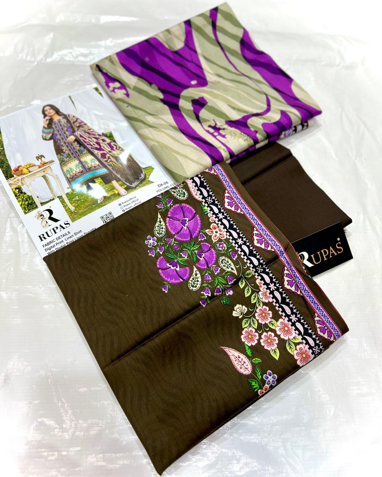 3PC RUPAS DIGITAL PRINT LINEN VL-133-D#10