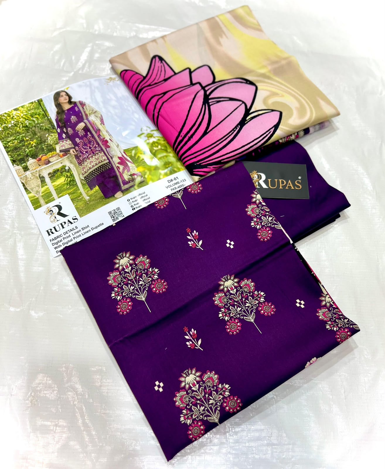 3PC RUPAS DIGITAL PRINT LINEN VL-133-D#03