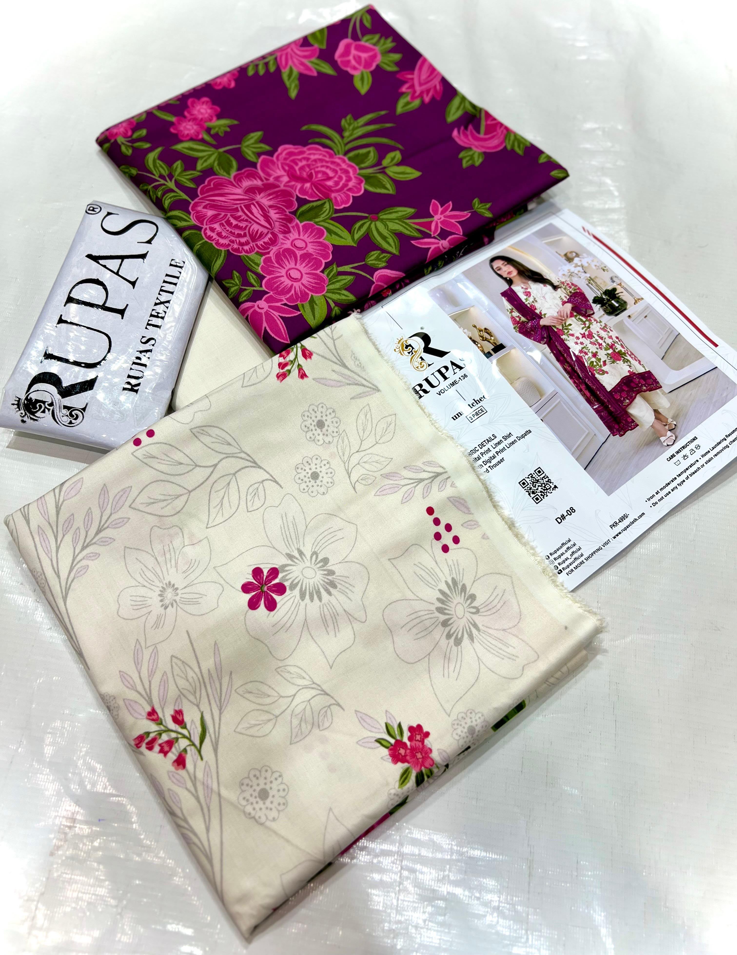 3PC RUPAS DIGITAL PRINT LINEN VL-136-D#04
