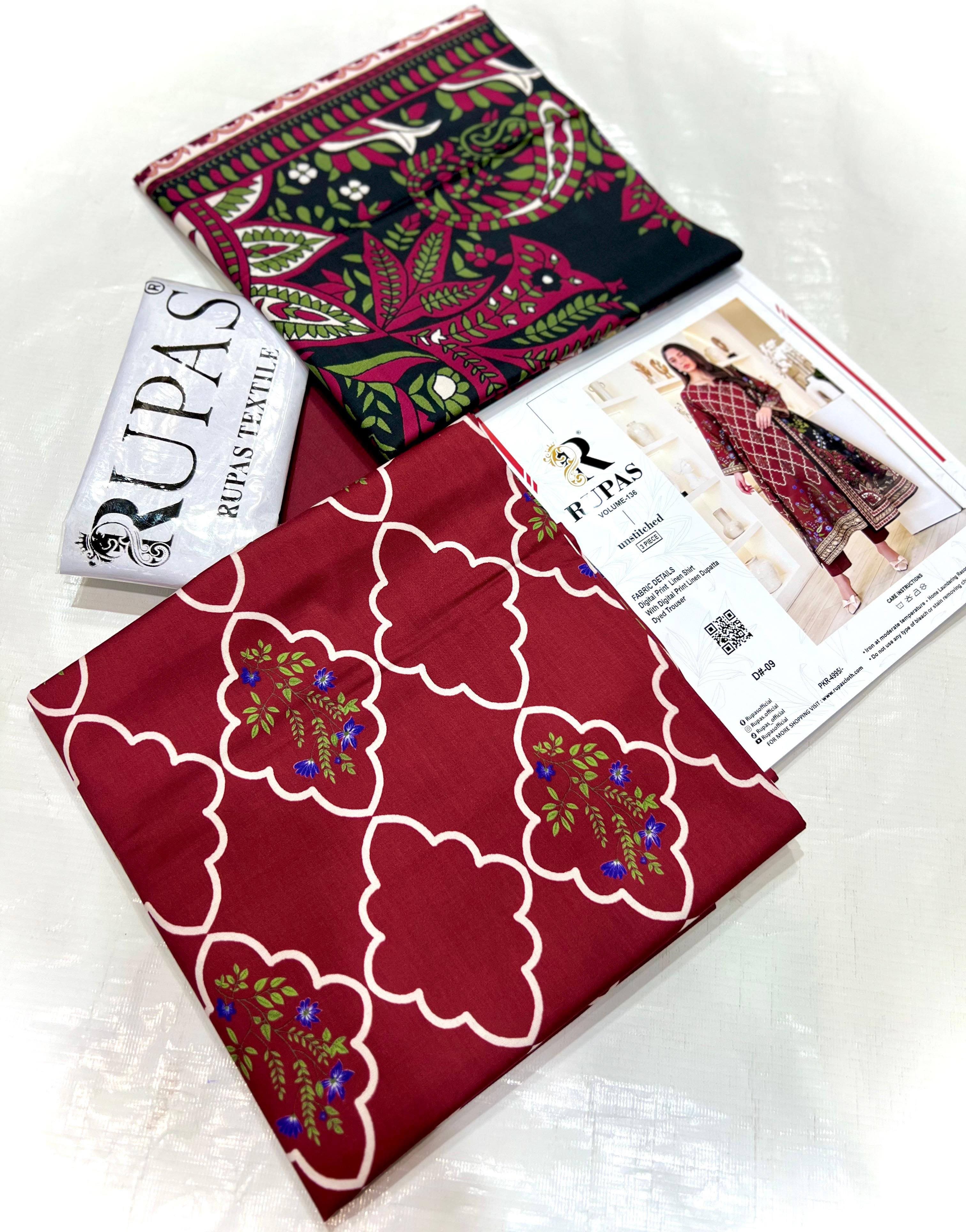 3PC RUPAS DIGITAL PRINT LINEN VL-136-D#09