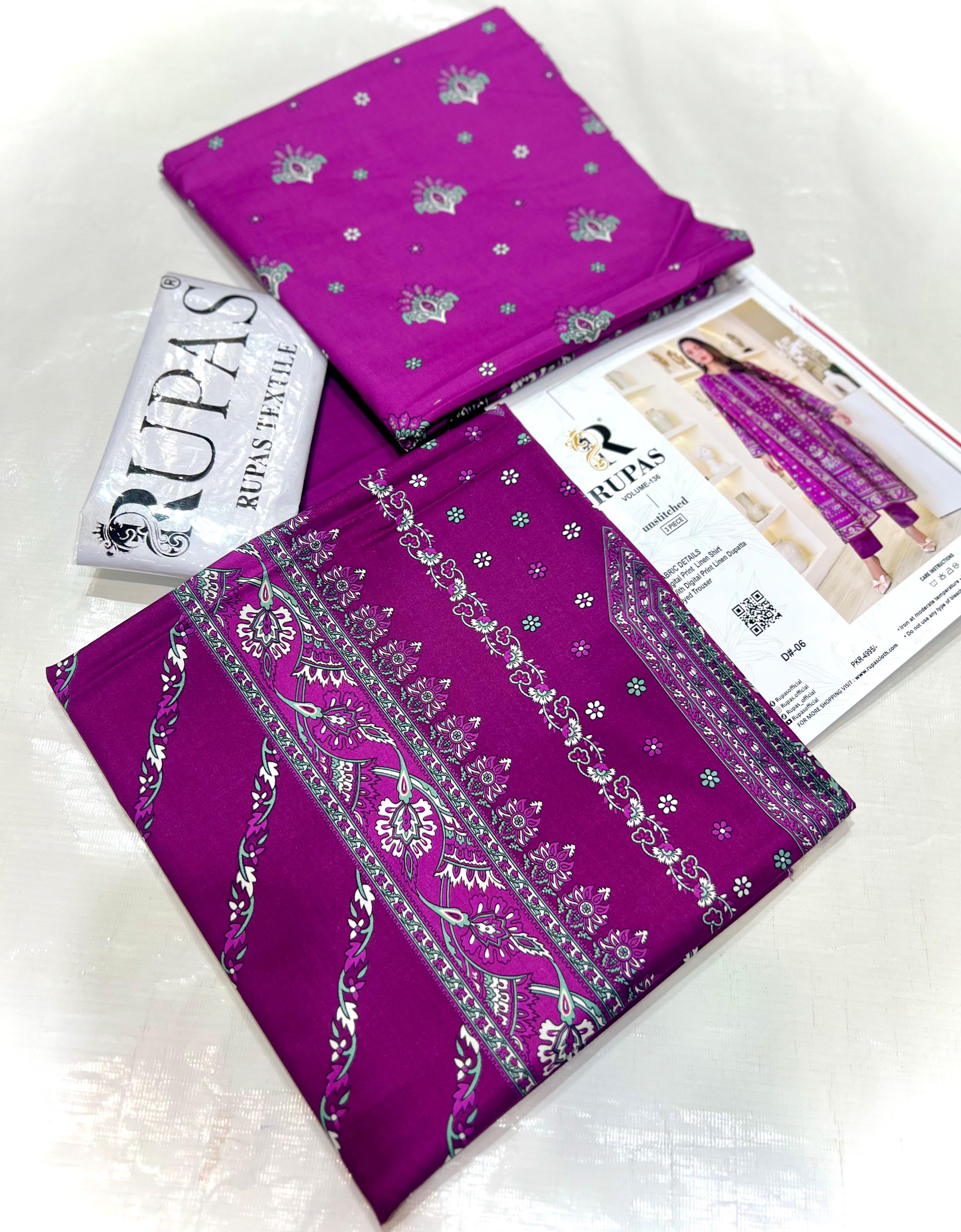 3PC RUPAS DIGITAL PRINT LINEN VL-136-D#07