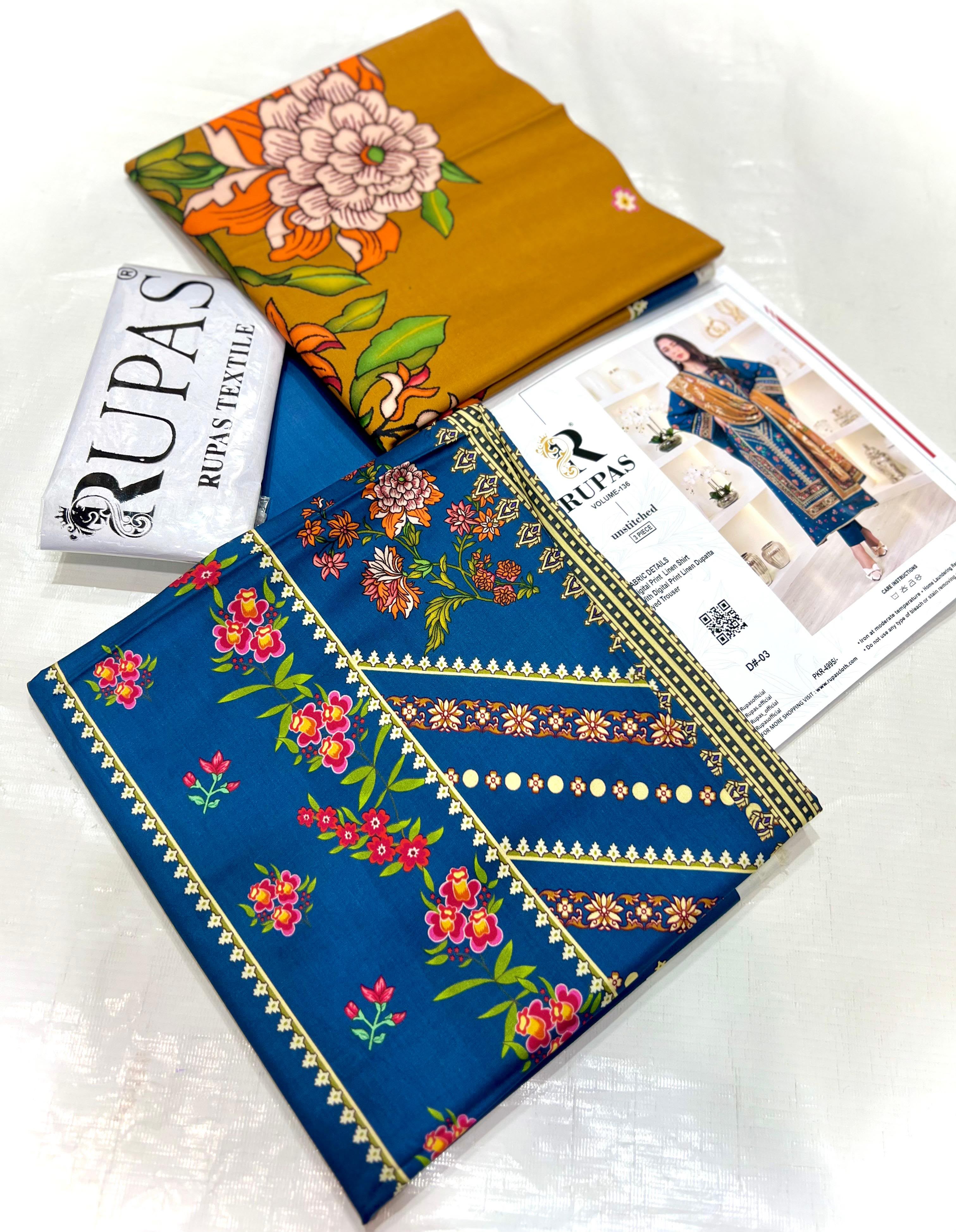 3PC RUPAS DIGITAL PRINT LINEN VL-136-D#05