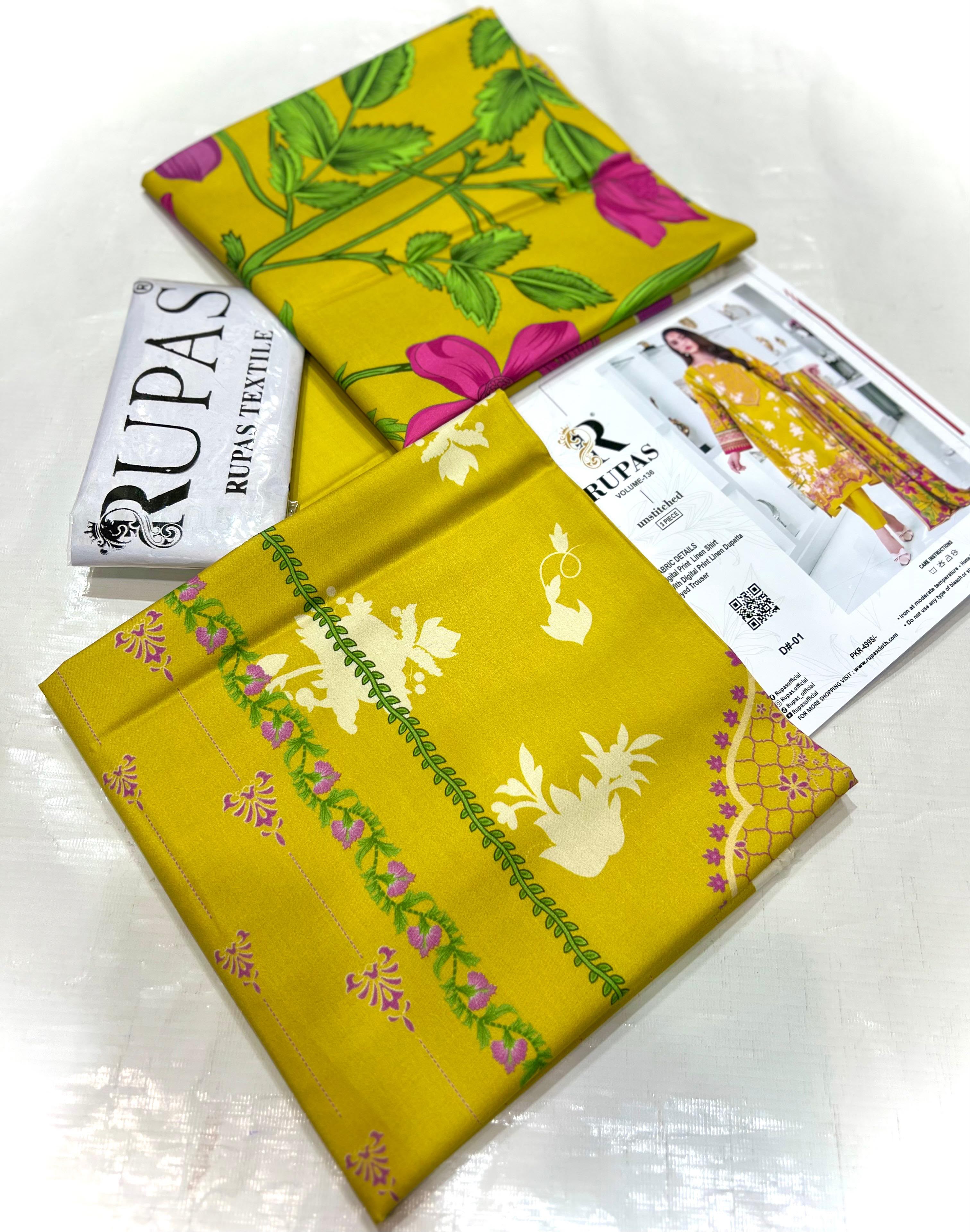 3PC RUPAS DIGITAL PRINT LINEN VL-136-D#10