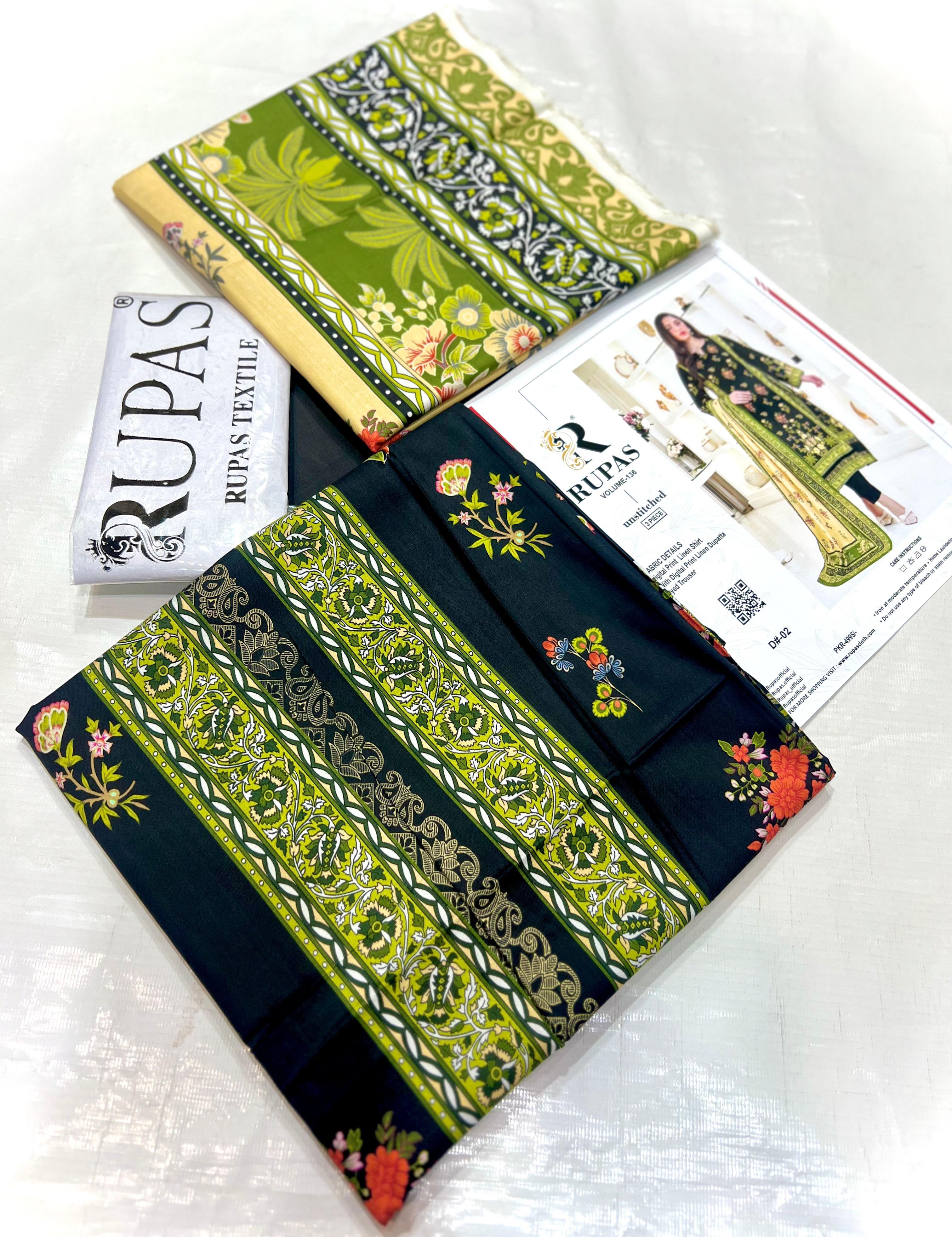 3PC RUPAS DIGITAL PRINT LINEN VL-136-D#03