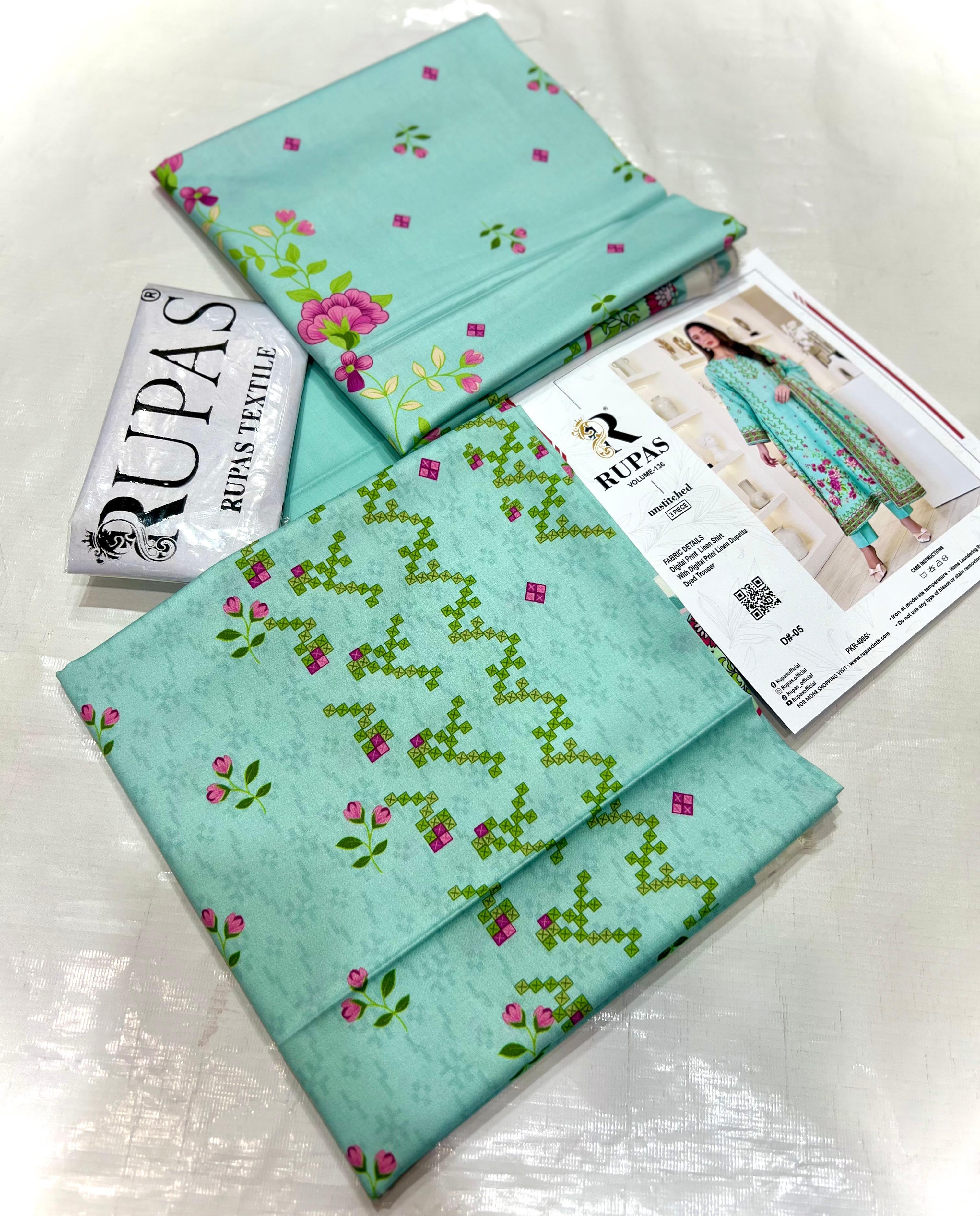 3PC RUPAS DIGITAL PRINT LINEN VL-136-D#02