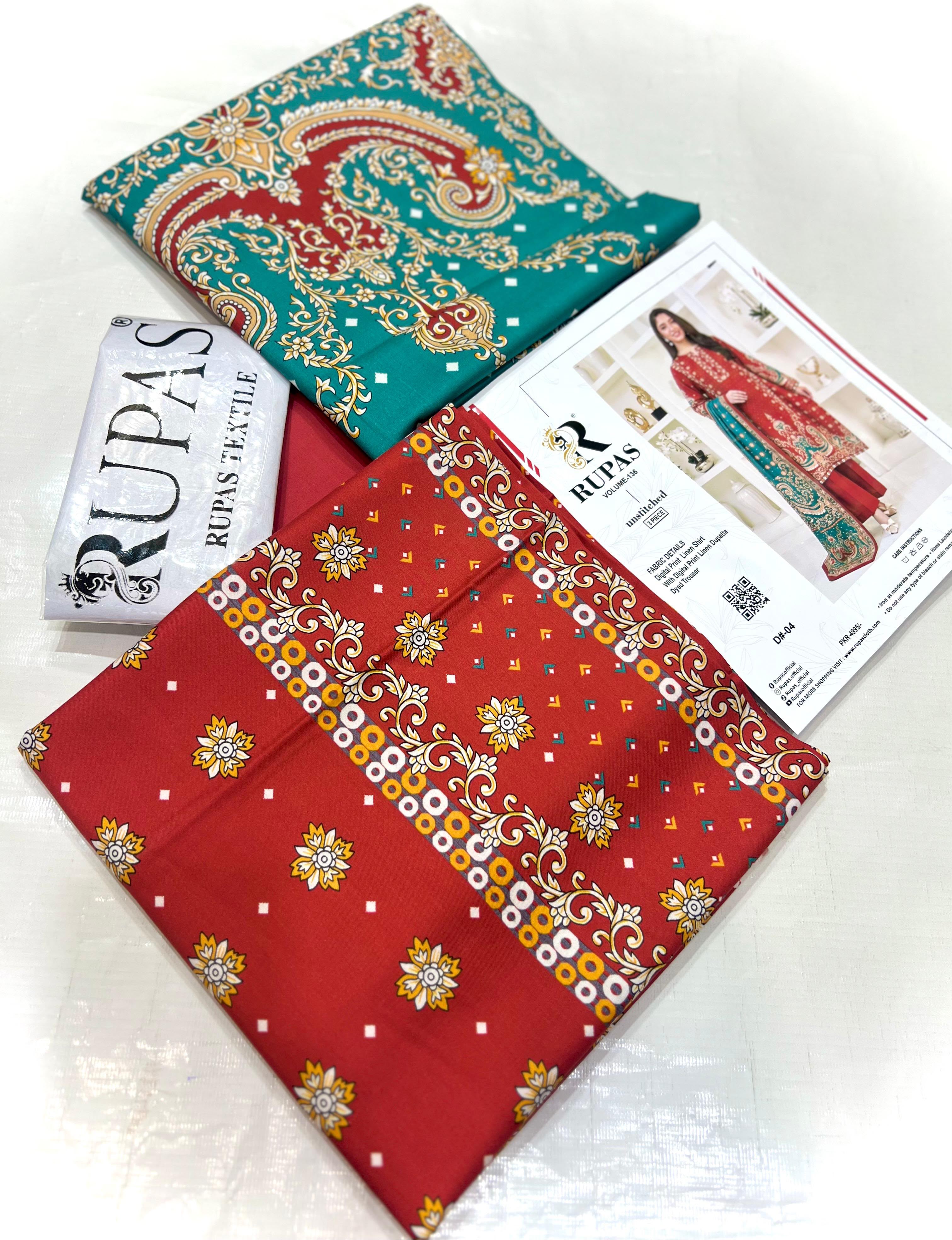 3PC RUPAS DIGITAL PRINT LINEN VL-136-D#01