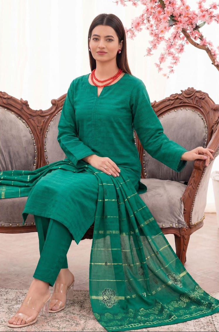 3PC UN-STITCHED JACQUARD LAWN RJL-10