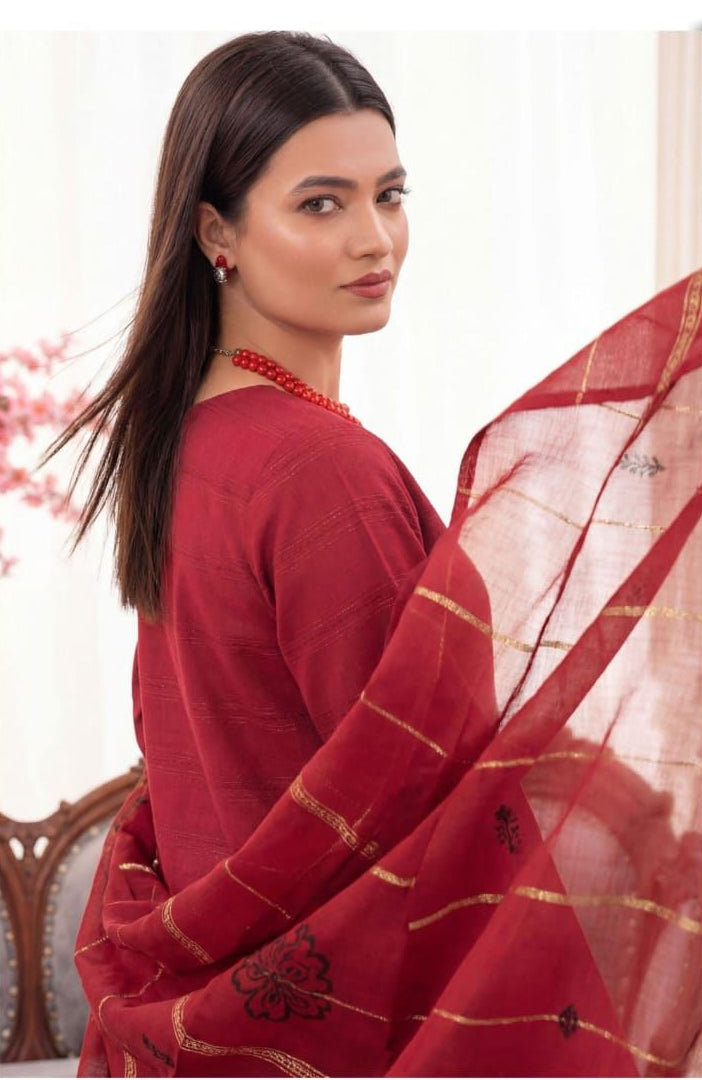 3PC UN-STITCHED JACQUARD LAWN RJL-2