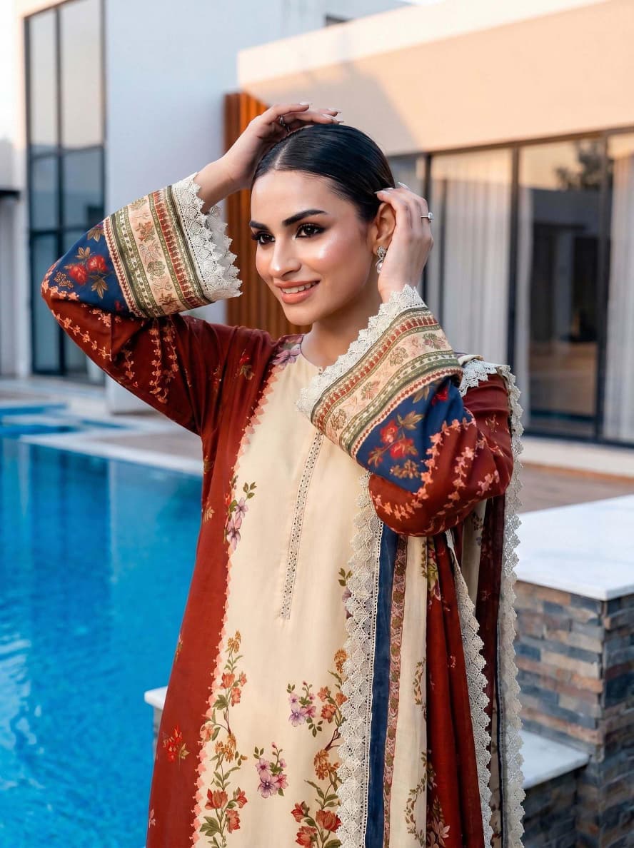 3PC UN-STITCHED LAWN RCL-91