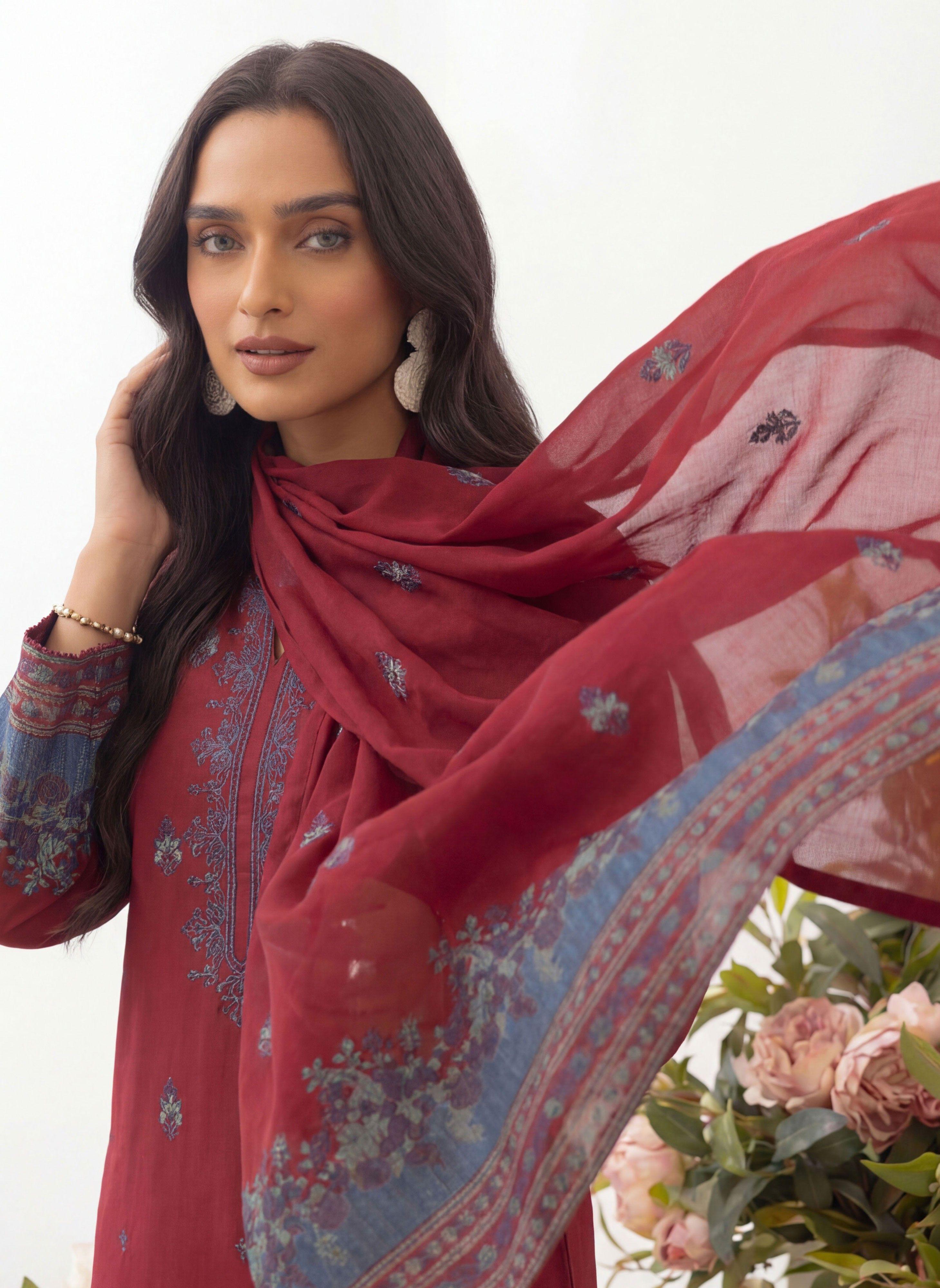 3PC UN-STITCHED JACQUARD LAWN RJL-14