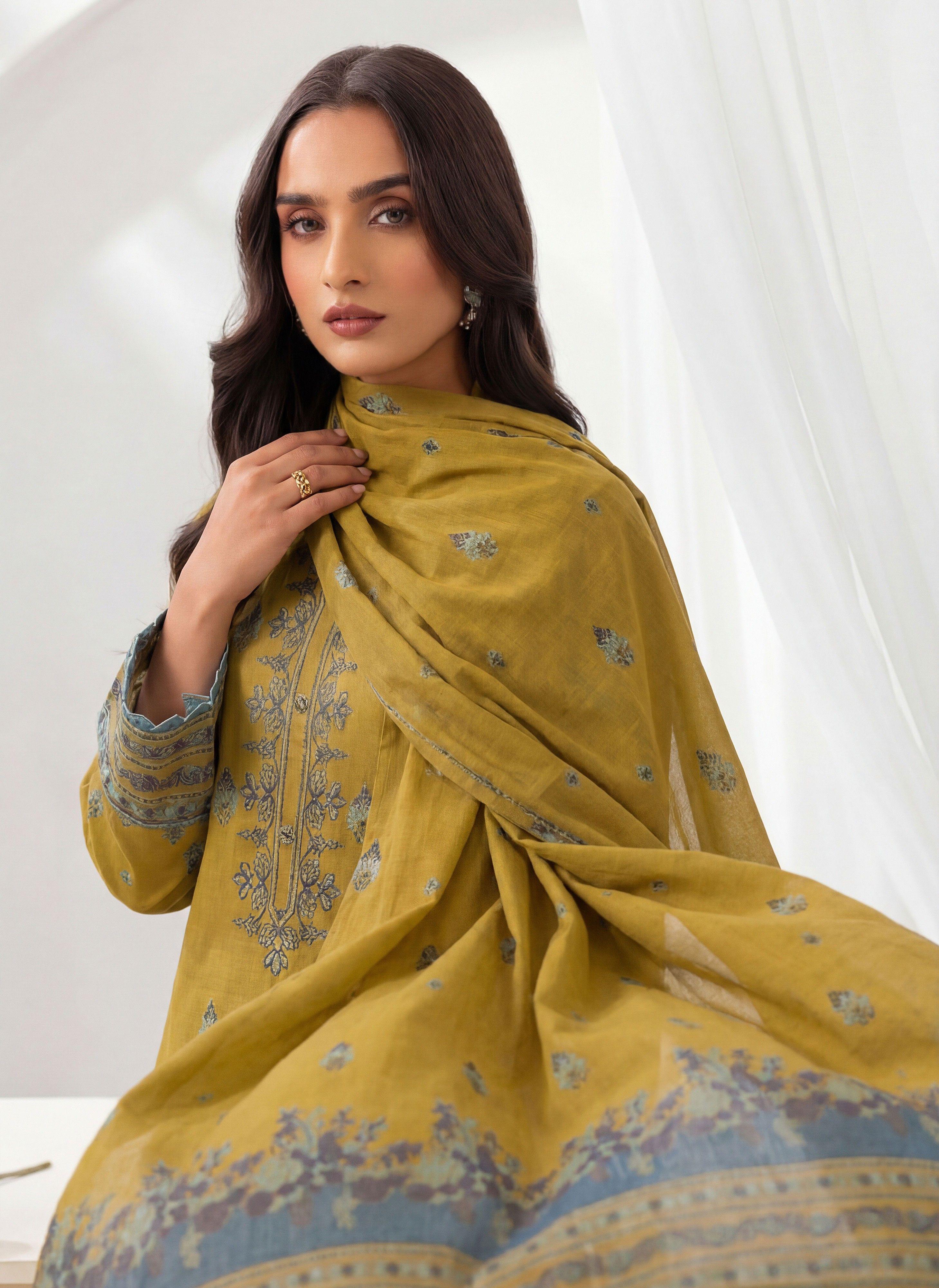 3PC UN-STITCHED JACQUARD LAWN RJL-13