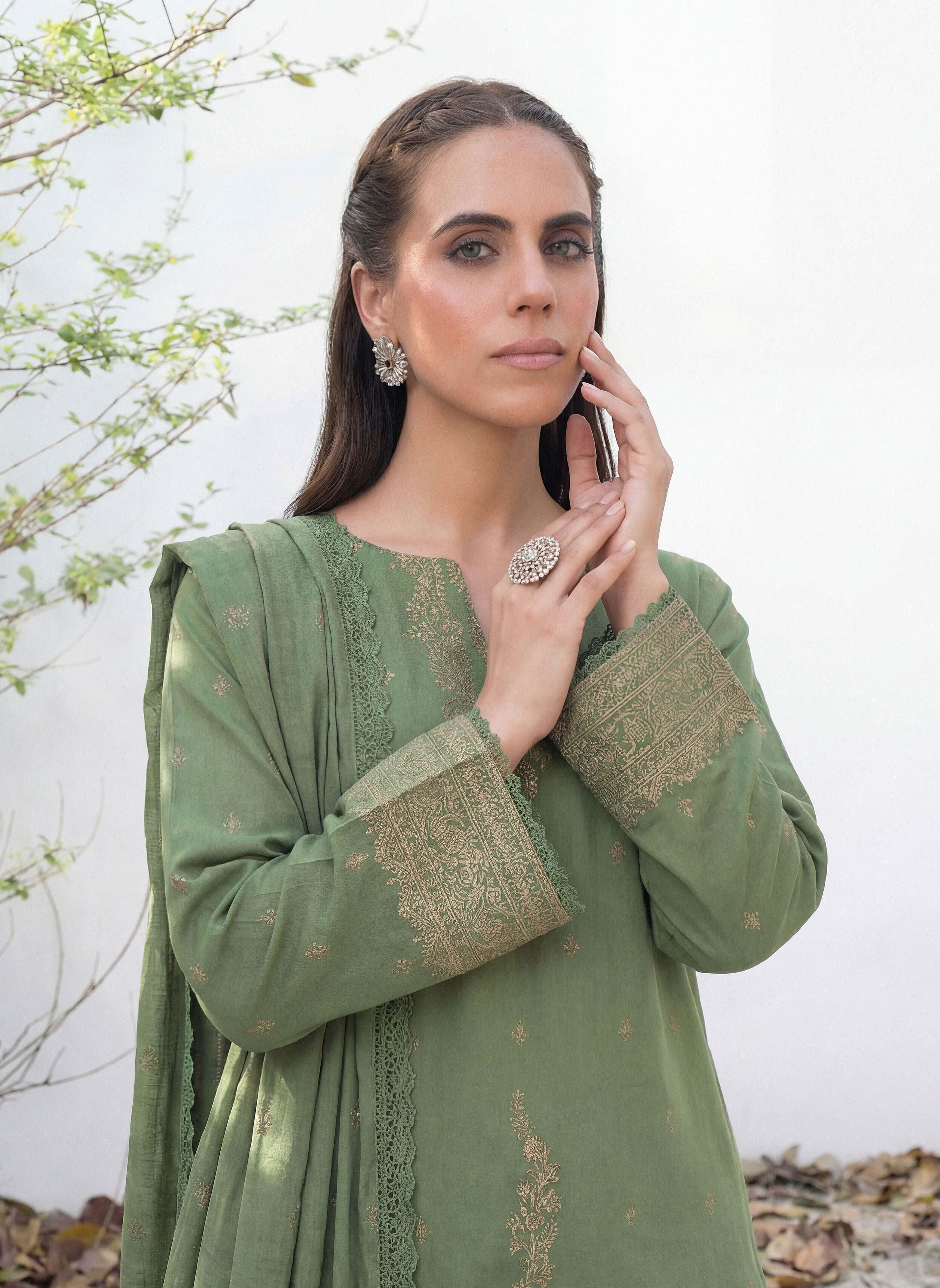 3PC UN-STITCHED JACQUARD LAWN RJL-27