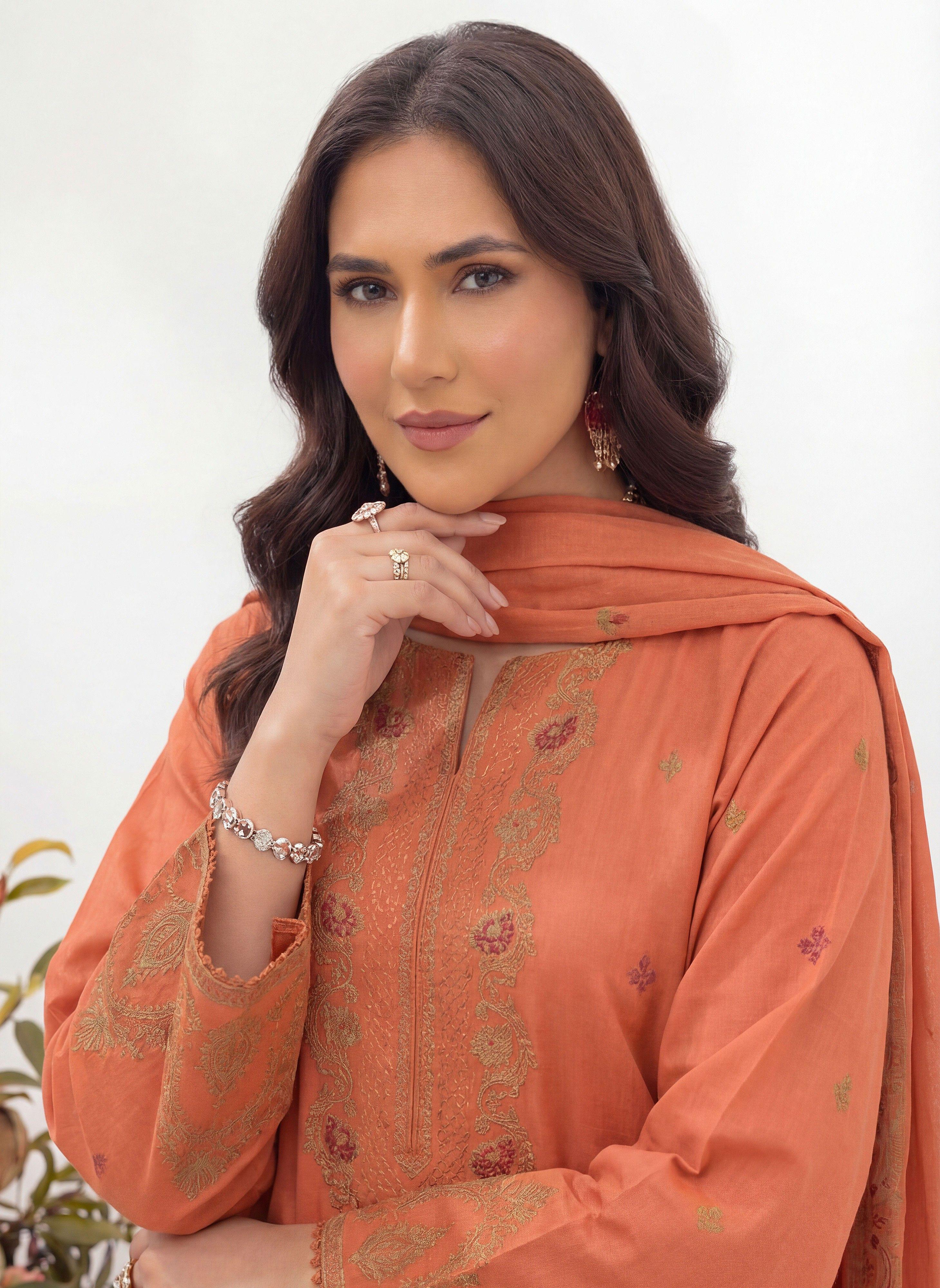 3PC UN-STITCHED JACQUARD LAWN RJL-18