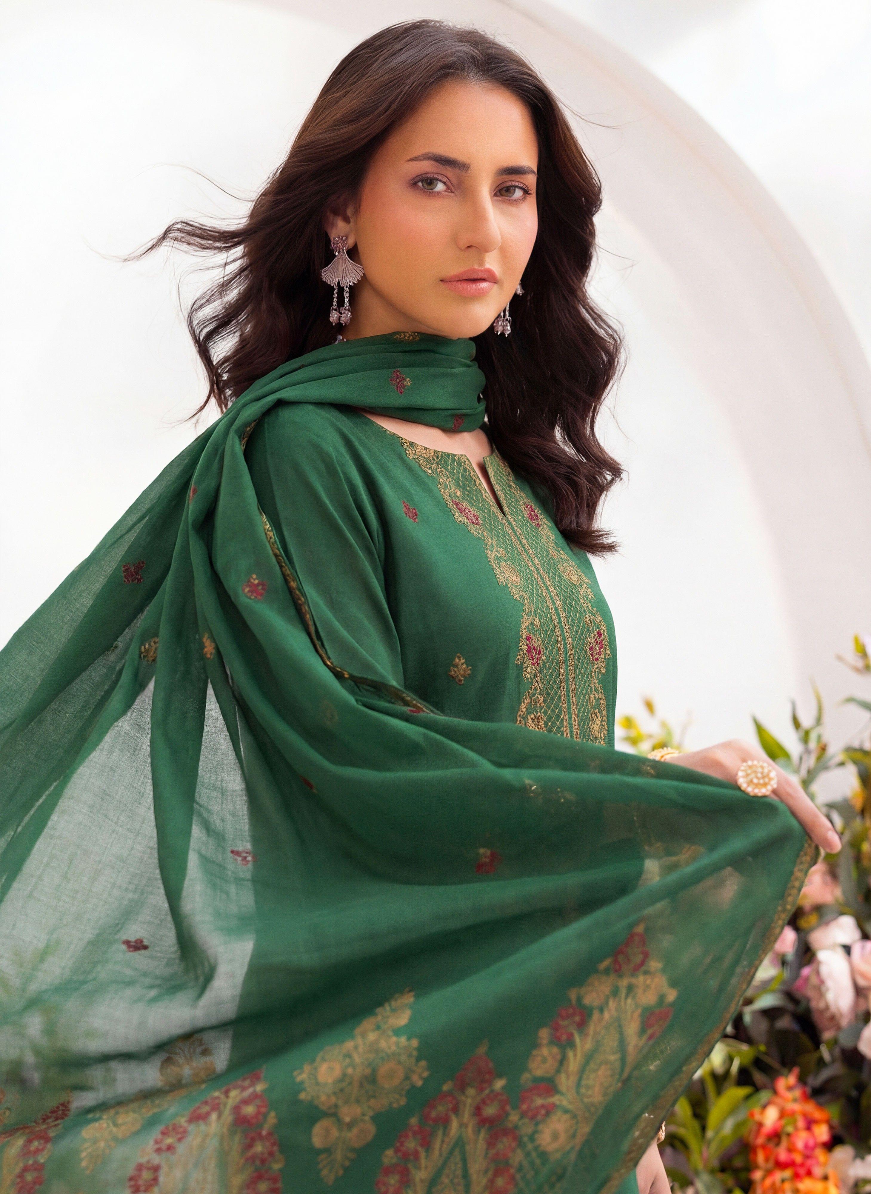 3PC UN-STITCHED JACQUARD LAWN RJL-17